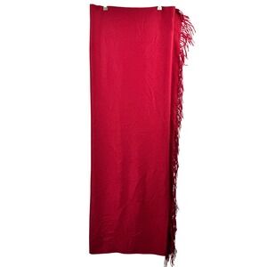 RH Restoration Hardware Throw Blanket Red 100% Cashmere Fringe Luxury 52X70